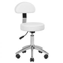Arbetspall Basic AM-304p med ryggstöd för pedikyr vit