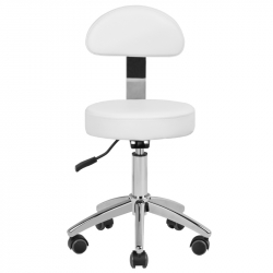 Arbetspall Basic AM-304p med ryggstöd för pedikyr vit