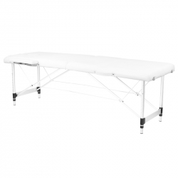 Bärbar massagebänk / behandlingsbänk ALUMINIUM COMFORT vit + väska