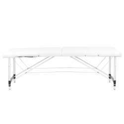Bärbar massagebänk / behandlingsbänk ALUMINIUM COMFORT vit + väska