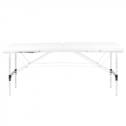 Bärbar massagebänk / behandlingsbänk ALUMINIUM COMFORT vit + väska