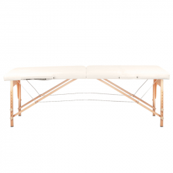 Bärbar massagebänk / behandlingsbänk WOOD COMFORT krämfärgad + väska