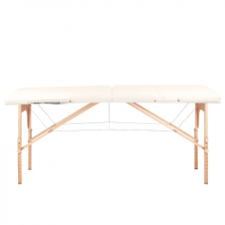 Bärbar massagebänk / behandlingsbänk WOOD COMFORT krämfärgad + väska