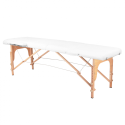 Bärbar massagebänk / behandlingsbänk WOOD COMFORT vit + väska