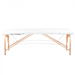 Bärbar massagebänk / behandlingsbänk WOOD COMFORT vit + väska