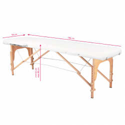 Bärbar massagebänk / behandlingsbänk WOOD COMFORT vit + väska