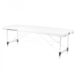 Bärbar massagebänk / behandlingsbänk ALUMINIUM COMFORT vit med lutning + väska