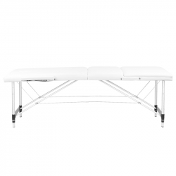 Bärbar massagebänk / behandlingsbänk ALUMINIUM COMFORT vit med lutning + väska
