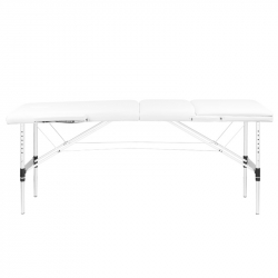 Bärbar massagebänk / behandlingsbänk ALUMINIUM COMFORT vit med lutning + väska