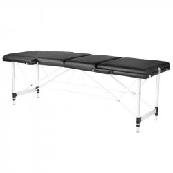 Bärbar massagebänk / behandlingssäng ALUMINIUM COMFORT svart med lutning + väska