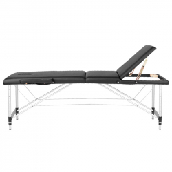 Bärbar massagebänk / behandlingsbänk ALUMINIUM COMFORT svart med lutning + väska