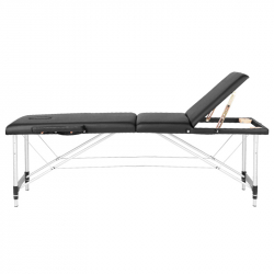 Bärbar massagebänk / behandlingssäng ALUMINIUM COMFORT svart med lutning + väska