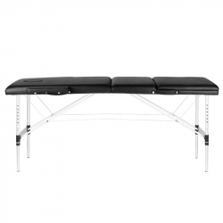 Bärbar massagebänk / behandlingssäng ALUMINIUM COMFORT svart med lutning + väska