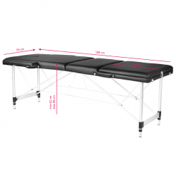 Bärbar massagebänk / behandlingsbänk ALUMINIUM COMFORT svart med lutning + väska