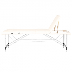 Bärbar massagebänk / behandlingssäng ALUMINIUM COMFORT beige med lutning + väska