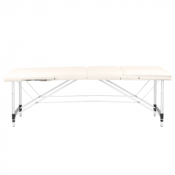 Bärbar massagebänk / behandlingssäng ALUMINIUM COMFORT beige med lutning + väska