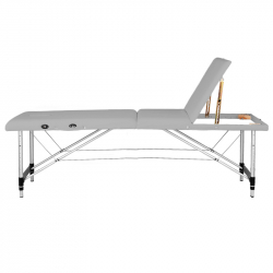 Bärbar massagebänk / behandlingssäng ALUMINIUM COMFORT grå med lutning + väska