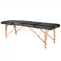 Bärbar massagebänk / behandlingsbänk WOOD COMFORT med lutning svart + väska