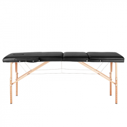 Bärbar massagebänk / behandlingssäng WOOD COMFORT med lutning svart + väska