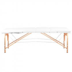 Bärbar massagebänk / behandlingsbänk WOOD COMFORT vit med lutning + väska