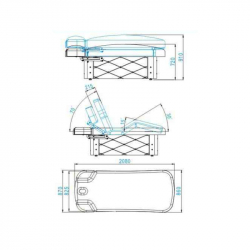 Elektrisk behandlingssäng / massagebänk AZZURRO SPA KRYSTAL 370-3 vit, 4-motor, uppvärmning