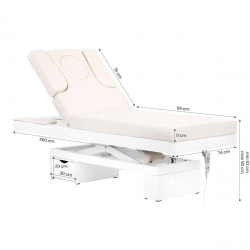 Elektrisk massagebänk / behandlingsbänk SPA AZZURRO 815B vit, 2-motor, belysning