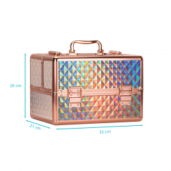 Kosmetikväska / sminkväska XL 3D DIAMOND i aluminium roseguld