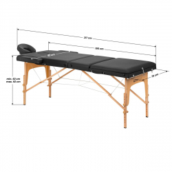 Bärbar massagebänk / behandlingssäng ACTIV 2 LUX svart, lutning, väska