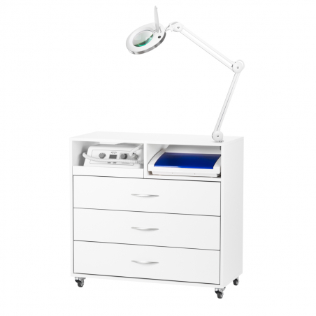 4-i-1 fotvård set med rullvagn + slipmaskin EXO + sterilisator + lampa