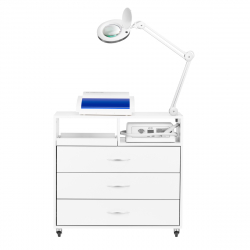 4-i-1 fotvård set med rullvagn + slipmaskin EXO + sterilisator + lampa