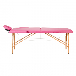 Bärbar massagebänk / behandlingssäng WOOD COMFORT rosa + väska