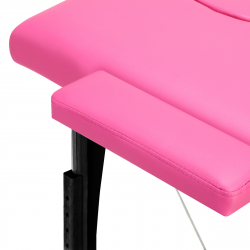 Bärbar massagebänk / behandlingssäng WOOD COMFORT rosa / svart + väska