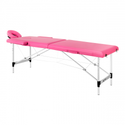 Bärbar massagebänk / behandlingssäng ALUMINIUM COMFORT rosa + väska