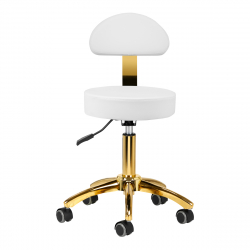 Arbetspall AM-304G vit / guld med ryggstöd
