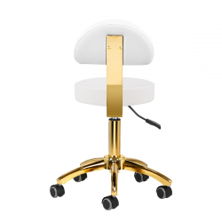 Arbetspall AM-304G vit / guld med ryggstöd