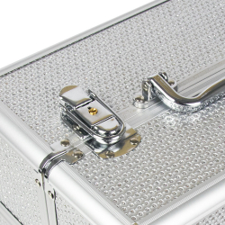 Kosmetikväska / sminkväska L silver i aluminium med dekorstenar
