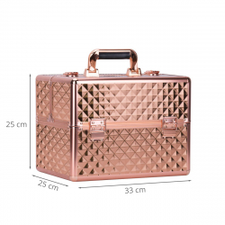 Kosmetikväska / sminkväska 3D DIAMOND XL roseguld i aluminium