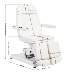Elektrisk behandlingsbänk / fotvårdsstol EXPERT PODO W-12C 3-motor vit