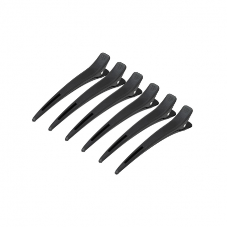 Hårklämmor / hårclips till frisörer E-15 6 st 11,5cm svart