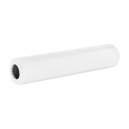 Engångsunderlägg i foliefodrat / laminerat fleece 0,8 x 50m vit