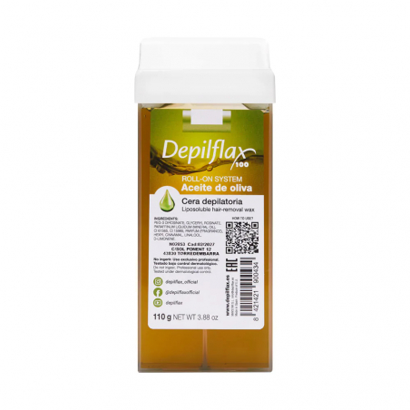 Vax patron / kassett DEPILFLAX 100 Oliv 110 g för paraffinvärmare Roll On