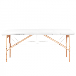 Bärbar massagebänk / behandlingssäng Balance 2 segment vit / trä + väska