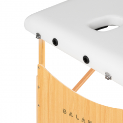 Bärbar massagebänk / behandlingssäng Balance Wide vit / trä + väska