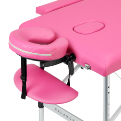 Bärbar massagebänk / behandlingssäng BALANCE ALUMINIUM rosa + väska