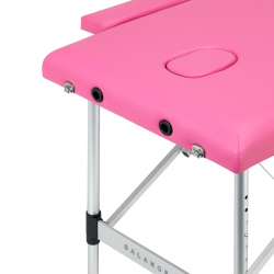 Bärbar massagebänk / behandlingssäng BALANCE ALUMINIUM rosa + väska