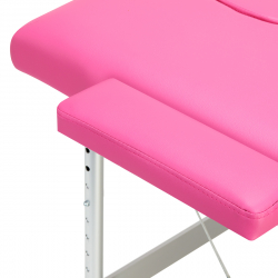 Bärbar massagebänk / behandlingssäng BALANCE ALUMINIUM rosa + väska