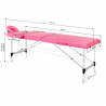 Bärbar massagebänk / behandlingssäng BALANCE ALUMINIUM rosa + väska