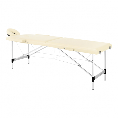 Bärbar massagebänk / behandlingssäng BALANCE ALUMINIUM 2 segment krämfärg + väska