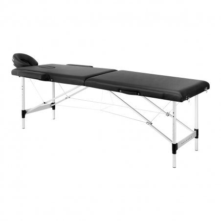 Bärbar massagebänk / behandlingssäng BALANCE ALUMINIUM 2 segment svart + väska