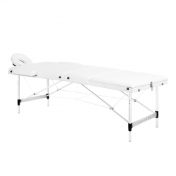 Bärbar massagebänk / behandlingssäng BALANCE ALUMINIUM 3 segment med lutning vit + väska